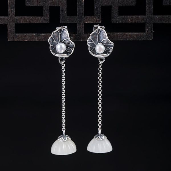 dangle & chandelier natural pearl jade lotus leaf earrings for women 925 sterling silver retro long drop accessories vintage
dangle & chandelier natural pearl jade lotus leaf earrings for women 925 sterling silver retro long drop accessories vintage