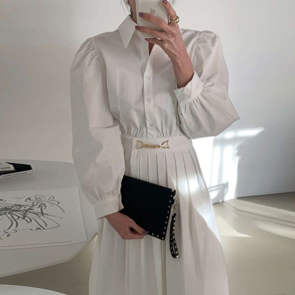 temperament waist korean chic french elegant lapel single breasted high decorative design loose pleated shirt dress long skirt hot, Black;gray
temperament waist korean chic french elegant lapel single breasted high decorative design loose pleated shirt dress long skirt hot, Black;gray