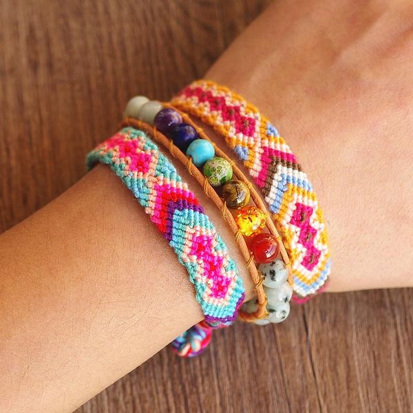 charm bracelets women wrap leather handmade braided natural stone bracelet bohemia beach party jewelry couple gift set, Golden;silver
charm bracelets women wrap leather handmade braided natural stone bracelet bohemia beach party jewelry couple gift set, Golden;silver