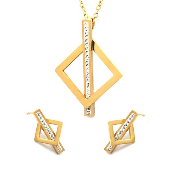 earrings & necklace the sporty fashion geometric square stainless steel white crystal pendant with jewelry sets for ladies gift, Silver
earrings & necklace the sporty fashion geometric square stainless steel white crystal pendant with jewelry sets for ladies gift, Silver