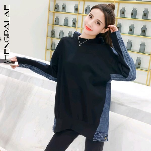 shengpalae new fashion autumn women denim splice sweatshirt hooded pullovers female casual oversize jumper za5055 201008, Black
shengpalae new fashion autumn women denim splice sweatshirt hooded pullovers female casual oversize jumper za5055 201008, Black