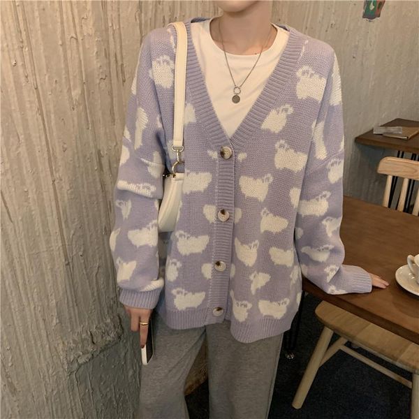 women's knits & tees women knitted sweater cardigan cute purple coat sheep pattern oversized jacket korean fall long sleeve pull femme, White
women's knits & tees women knitted sweater cardigan cute purple coat sheep pattern oversized jacket korean fall long sleeve pull femme, White