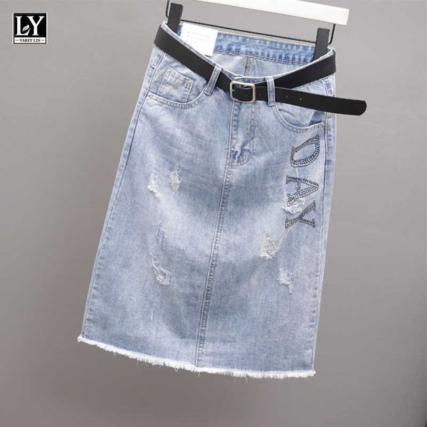 ly varey lin spring summer women casual cowboy skirts drill letter a-line high waist hole denim skirt 210526, Black
ly varey lin spring summer women casual cowboy skirts drill letter a-line high waist hole denim skirt 210526, Black