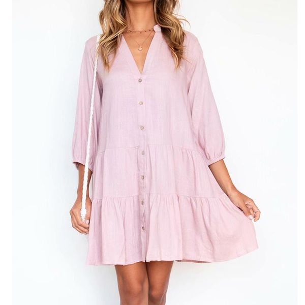 casual dresses summer women dress 2021 fashion solid color cotton v-neck cardigan buttoned street dresss, Black;gray
casual dresses summer women dress 2021 fashion solid color cotton v-neck cardigan buttoned street dresss, Black;gray