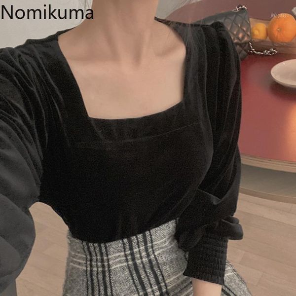 women's blouses & shirts nomikuma square collar long sleeve black women solid color casual vintage gold velvet blouse female 2021 blusa, White
women's blouses & shirts nomikuma square collar long sleeve black women solid color casual vintage gold velvet blouse female 2021 blusa, White