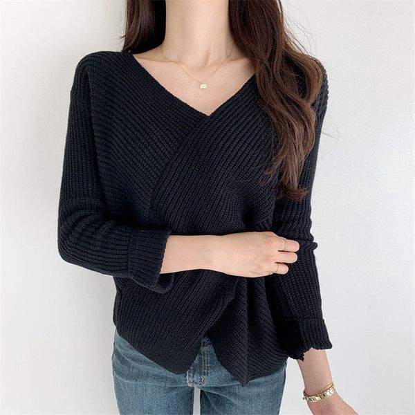 new all match retro v-neck slim streetwear cross 2021 pullovers loose solid chic fashion warm sweaters b9kk, White;black
new all match retro v-neck slim streetwear cross 2021 pullovers loose solid chic fashion warm sweaters b9kk, White;black