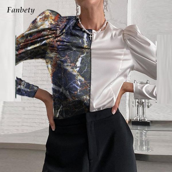 women's blouses & shirts elegant round neck office lady blouse chic puff long sleeve fashion patchwork women 2021 autumn, White
women's blouses & shirts elegant round neck office lady blouse chic puff long sleeve fashion patchwork women 2021 autumn, White