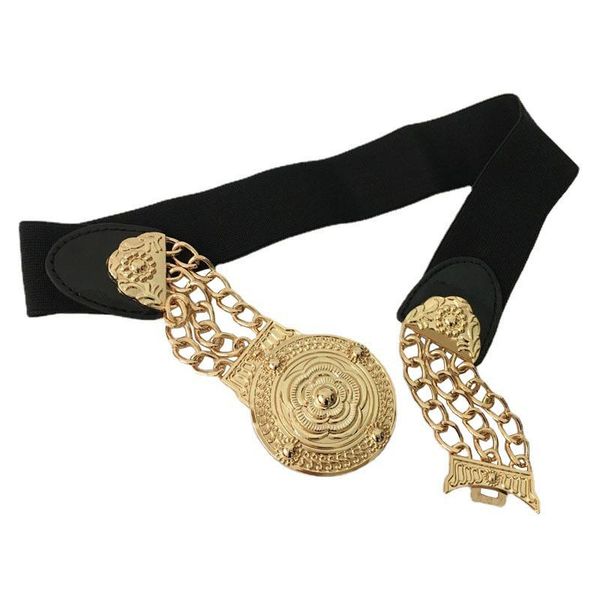 belts 2021 women flower gold fashion ladies floral elastic metal waist belt for dress female golden chain, Black;brown 
belts 2021 women flower gold fashion ladies floral elastic metal waist belt for dress female golden chain, Black;brown