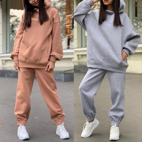 solid color thicken leisure sports womens pants keep warm fleece winter hooded sweatshirt suits oversize tracksuit set, White
solid color thicken leisure sports womens pants keep warm fleece winter hooded sweatshirt suits oversize tracksuit set, White