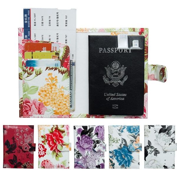 card holders women colorful peony flower print passport cover wallet leather holder with slots travel portable bag, Brown;gray
card holders women colorful peony flower print passport cover wallet leather holder with slots travel portable bag, Brown;gray