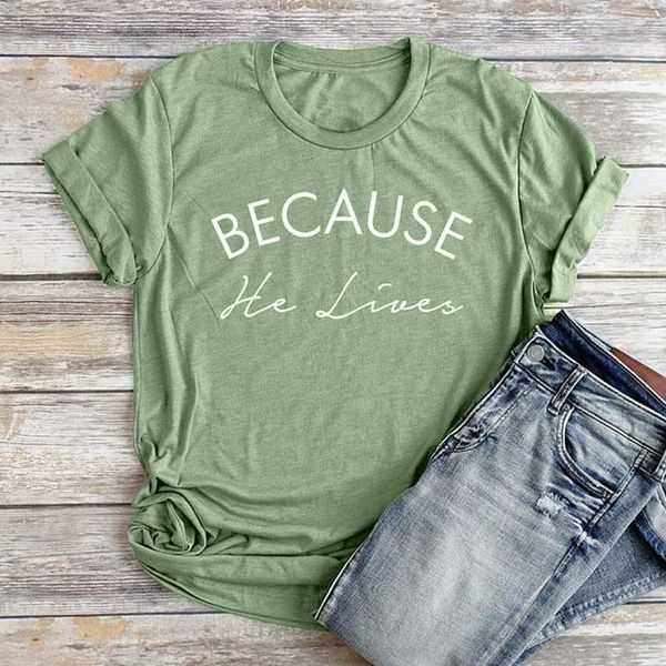 because he lives christian t-shirt women jesus shirt graphic cotton tees summer crew neck inspiring religious tshirt, White
because he lives christian t-shirt women jesus shirt graphic cotton tees summer crew neck inspiring religious tshirt, White