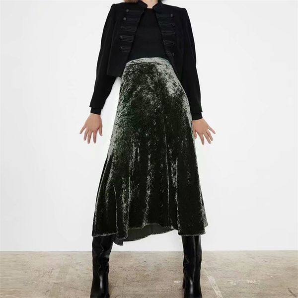 za autumn winter women velvet skirts harajuku female fashion casual solid female women skirts 210310, Black 
za autumn winter women velvet skirts harajuku female fashion casual solid female women skirts 210310, Black