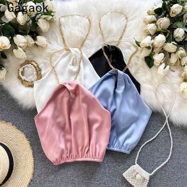 women crop summer solid club sleeveless chain short tank slim fashion chic wild outwear tanks 210531, White
women crop summer solid club sleeveless chain short tank slim fashion chic wild outwear tanks 210531, White