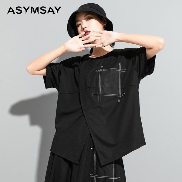 women's t-shirt asymsay harajuku summer style fashion loose tshirt streetwear front cross patchwork short sleeve tees, White
women's t-shirt asymsay harajuku summer style fashion loose tshirt streetwear front cross patchwork short sleeve tees, White