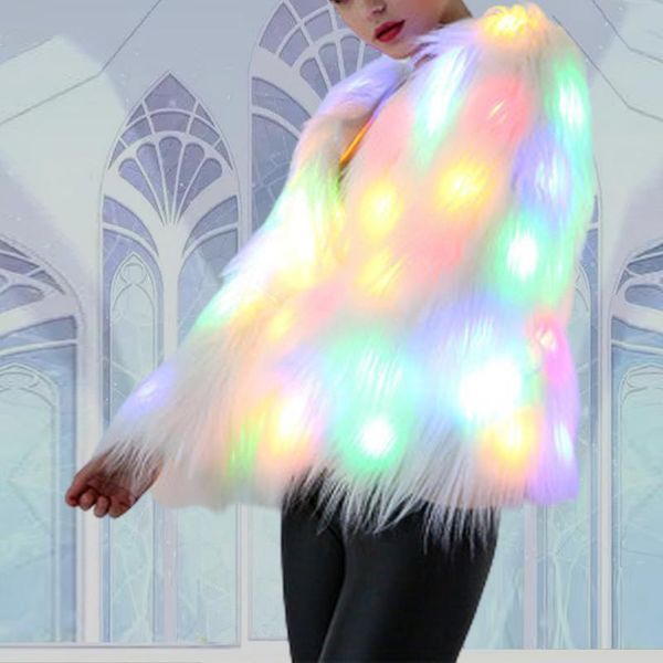 women's fur & faux cosplay christmas halloween costumes coat women led lights night fluffy warm female outerwear jacket hairy overcoat, Black
women's fur & faux cosplay christmas halloween costumes coat women led lights night fluffy warm female outerwear jacket hairy overcoat, Black