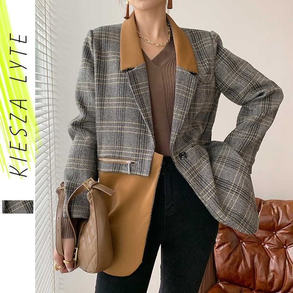 vintage french woolen suit jacket winter contrast patchwork plaid blazer jackets femenino lady casual coats outwear 210608, White;black
vintage french woolen suit jacket winter contrast patchwork plaid blazer jackets femenino lady casual coats outwear 210608, White;black