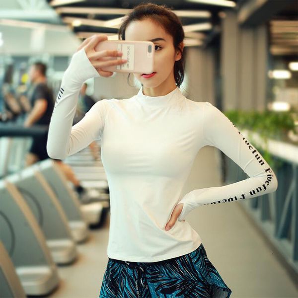 tees t-shirt autumn winter letter fitns long sleeve women's tight and thin running sports t-shirt bottom shirt yoga suit, White
tees t-shirt autumn winter letter fitns long sleeve women's tight and thin running sports t-shirt bottom shirt yoga suit, White