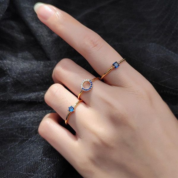 cluster rings fine 925 sterling silver for women simple geometric round blue zircon ring wedding minimalist jewelry accessories gift, Golden;silver
cluster rings fine 925 sterling silver for women simple geometric round blue zircon ring wedding minimalist jewelry accessories gift, Golden;silver