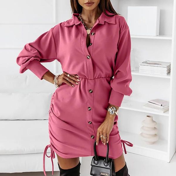 casual dresses winter long sleeve dress for women lapel single-breasted drawstring stitching shirt vestidos de mujer, Black;gray
casual dresses winter long sleeve dress for women lapel single-breasted drawstring stitching shirt vestidos de mujer, Black;gray