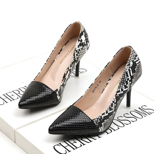 sandals2021 spring new european and american style fashionable simple pointed high heel shoes stiletto low-cut snake pattern color matching, Black
sandals2021 spring new european and american style fashionable simple pointed high heel shoes stiletto low-cut snake pattern color matching, Black
