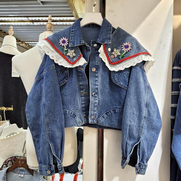 women's jackets fashion autumn women denim 2021 turn down collar ruffles diamond gems patchwork lace bud short jacket coat, Black;brown
women's jackets fashion autumn women denim 2021 turn down collar ruffles diamond gems patchwork lace bud short jacket coat, Black;brown