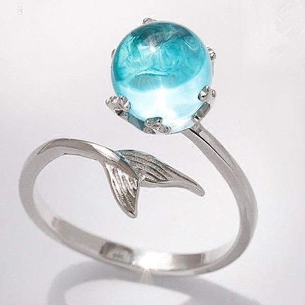 wedding rings luxury female blue crystal mermaid ring cute 925 silver vintage open for women promise engagement, Slivery;golden
wedding rings luxury female blue crystal mermaid ring cute 925 silver vintage open for women promise engagement, Slivery;golden