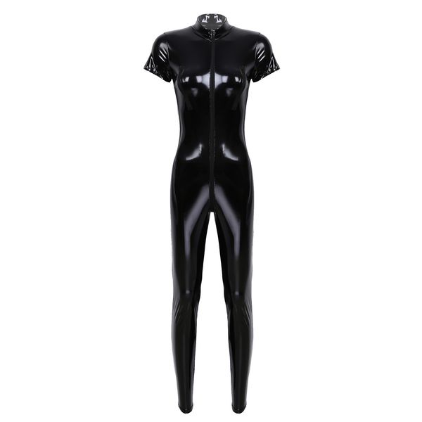womens ladies glossy wetlook bodycon pole dancing patent leather stand collar zippered crotch bodysuit clubwear costumes, Black;white
womens ladies glossy wetlook bodycon pole dancing patent leather stand collar zippered crotch bodysuit clubwear costumes, Black;white
