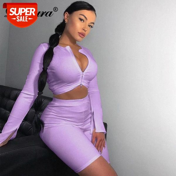 Dulzura ribbed women 2 piece set crop top cardigan zip long sleeve biker shorts bodycon sexy streetwear matching club tracksuit #0i8Z, White
Dulzura ribbed women 2 piece set crop top cardigan zip long sleeve biker shorts bodycon sexy streetwear matching club tracksuit #0i8Z, White
