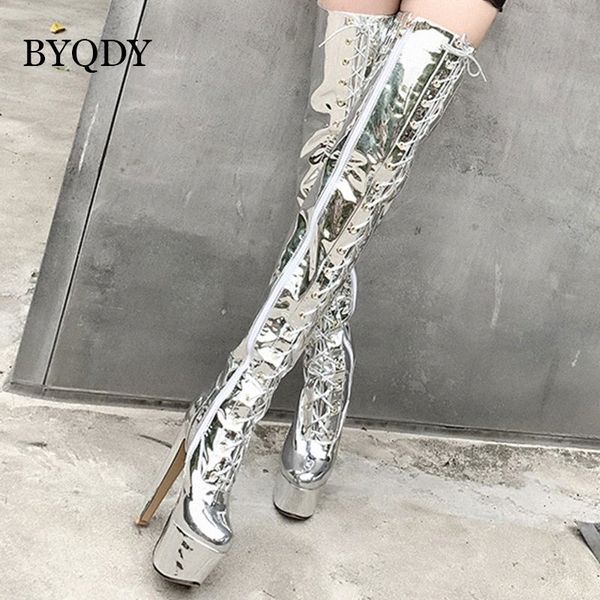 byqdy ultra high heels platform woman boots over the knee shiny pu leather round toe lace up zip for tall girls xmas thigh shoes e1ld#, Black
byqdy ultra high heels platform woman boots over the knee shiny pu leather round toe lace up zip for tall girls xmas thigh shoes e1ld#, Black