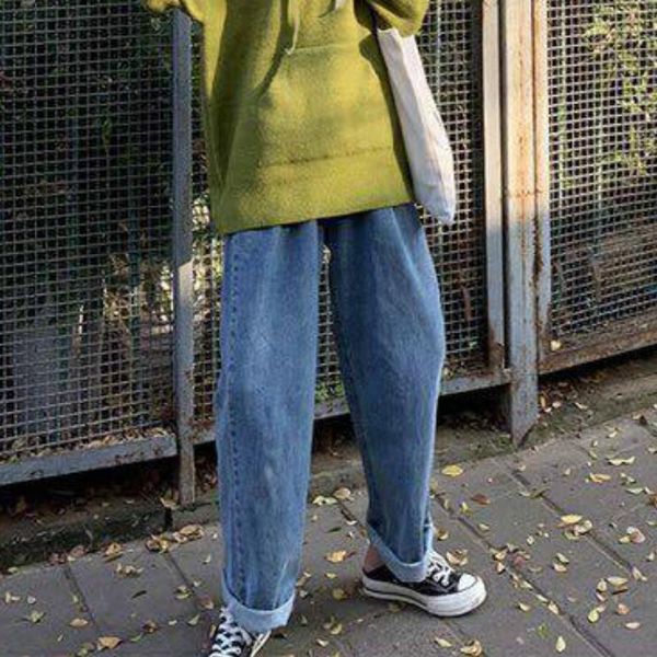 women's jeans women stylish simple college loose trouser korean style oversize high waist solid ladies comfortable all-match ins, Blue
women's jeans women stylish simple college loose trouser korean style oversize high waist solid ladies comfortable all-match ins, Blue