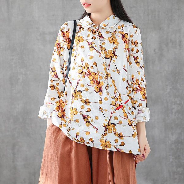women's blouses & shirts johnature spring leisure retro plate buckle floral print turn-down collar shirt 2021 loose comfortable irregul, White
women's blouses & shirts johnature spring leisure retro plate buckle floral print turn-down collar shirt 2021 loose comfortable irregul, White