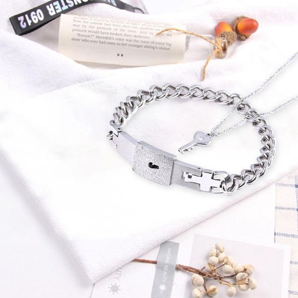 link, chain couple lovers jewelry love heart lock bracelet stainless steel bracelets bangles key pendant necklace gift, Black
link, chain couple lovers jewelry love heart lock bracelet stainless steel bracelets bangles key pendant necklace gift, Black