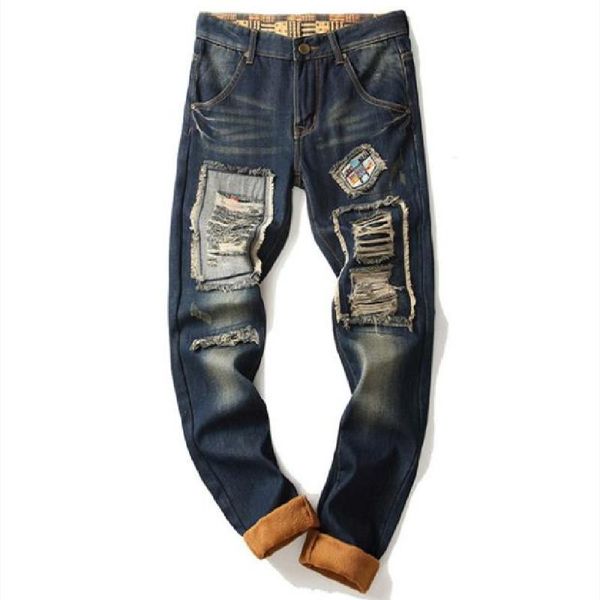men's jeans fashionable european-american style hole paste fabric slim with fleece simple leisure to do old tide pants, Blue
men's jeans fashionable european-american style hole paste fabric slim with fleece simple leisure to do old tide pants, Blue