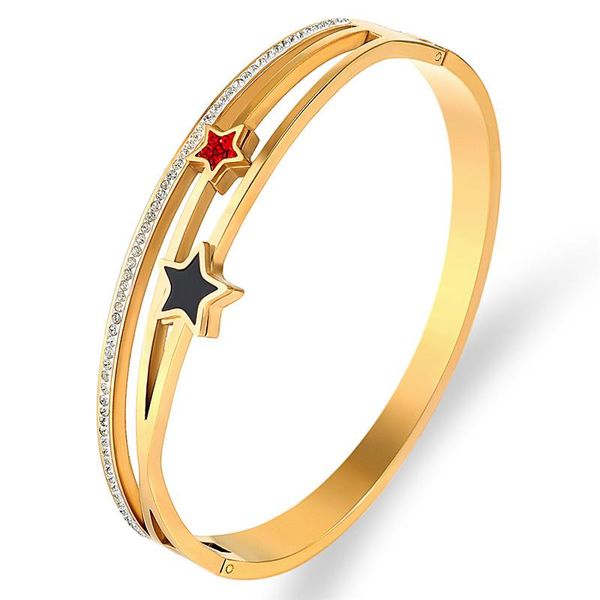 bangle summer hollow star design for women charm armband bracelet zirconia gold stainless steel statement jewelry, Black
bangle summer hollow star design for women charm armband bracelet zirconia gold stainless steel statement jewelry, Black
