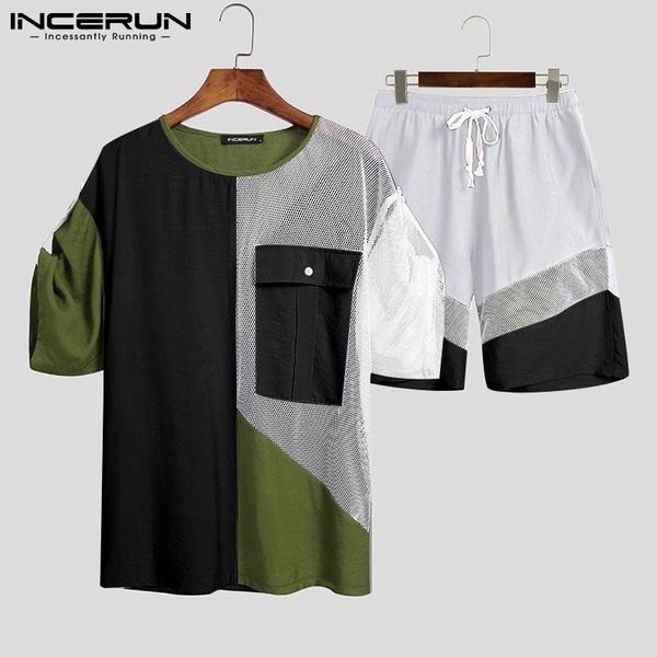 men's tracksuits incerun men sets streetwear mesh patchwork transparent o neck short sleeve t shirt drawstring shorts fashion suit 2 pi, Gray
men's tracksuits incerun men sets streetwear mesh patchwork transparent o neck short sleeve t shirt drawstring shorts fashion suit 2 pi, Gray