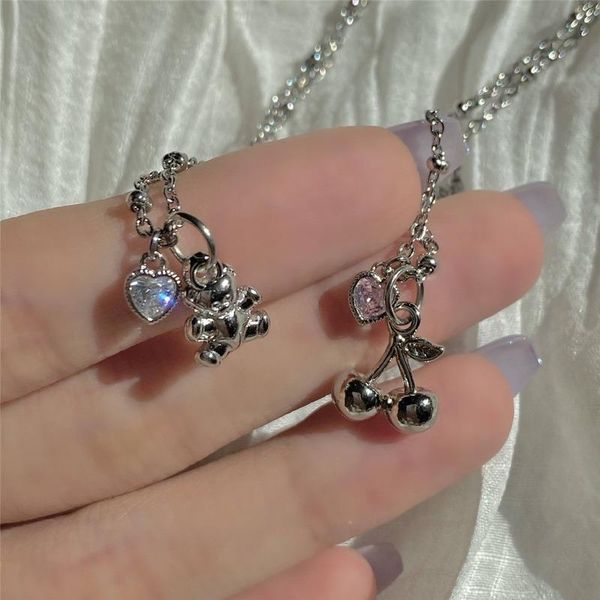 pendant necklaces fashion vintage short cherry necklace women jewelry bear love clavicle chain punk metal y2k gifts, Silver
pendant necklaces fashion vintage short cherry necklace women jewelry bear love clavicle chain punk metal y2k gifts, Silver