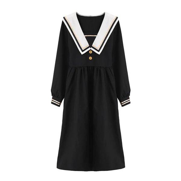 casual dresses elegant dress women navy sailor collar long sleeve midi japanese preppy style kawaii sweet vintage patchwork robe clothes, Black;gray
casual dresses elegant dress women navy sailor collar long sleeve midi japanese preppy style kawaii sweet vintage patchwork robe clothes, Black;gray