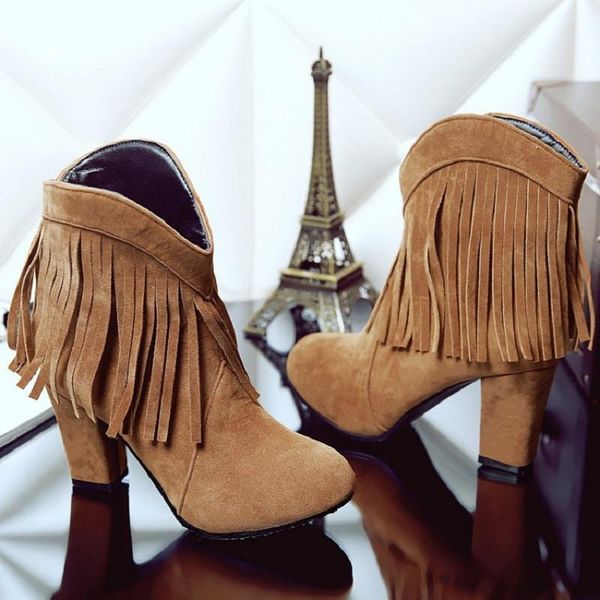 boots autumn winter women fringe ankle chunky high heels round toe ladies shoes platform zipper vintage female, Black
boots autumn winter women fringe ankle chunky high heels round toe ladies shoes platform zipper vintage female, Black