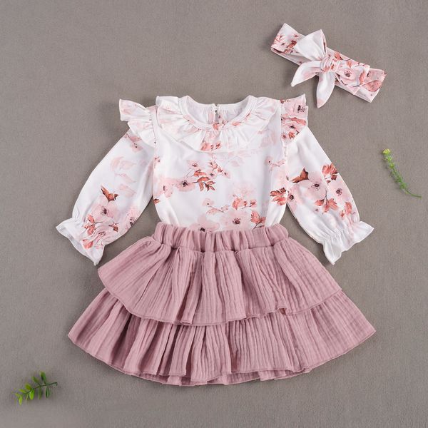 3 pcs baby girls clothes set round neck long sleeve flower print ruffles romper solid color pleated bubble skirt bow headband, Blue
3 pcs baby girls clothes set round neck long sleeve flower print ruffles romper solid color pleated bubble skirt bow headband, Blue