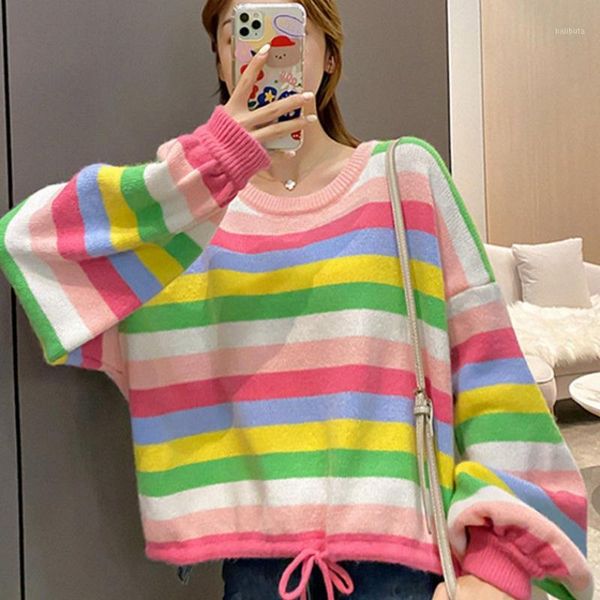 women's sweaters fashion 2021 women autumn winter rainbow sweater pullovers striped casual warm female knitted pullover lady, White;black
women's sweaters fashion 2021 women autumn winter rainbow sweater pullovers striped casual warm female knitted pullover lady, White;black