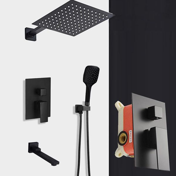 black concealed shower faucets with embedded box stainless steel rainfall shower head single handle mixer tap bathroom
black concealed shower faucets with embedded box stainless steel rainfall shower head single handle mixer tap bathroom