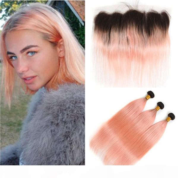 #1b rose gold ombre brazilian human hair 3bundles with frontal closure straight ombre rose pink human hair weaves with lace frontal 13x4, Black
#1b rose gold ombre brazilian human hair 3bundles with frontal closure straight ombre rose pink human hair weaves with lace frontal 13x4, Black