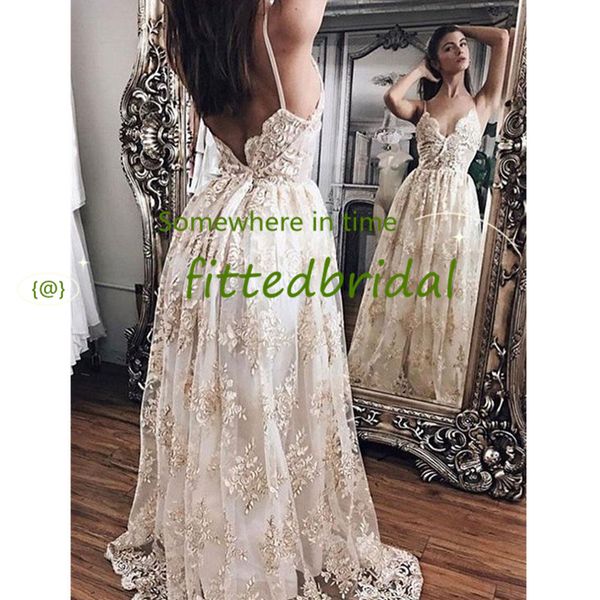 new v neck garden wedding dresses sleeveless spaghetti straps robe de soiree backless long boho brdial gowns, White
new v neck garden wedding dresses sleeveless spaghetti straps robe de soiree backless long boho brdial gowns, White