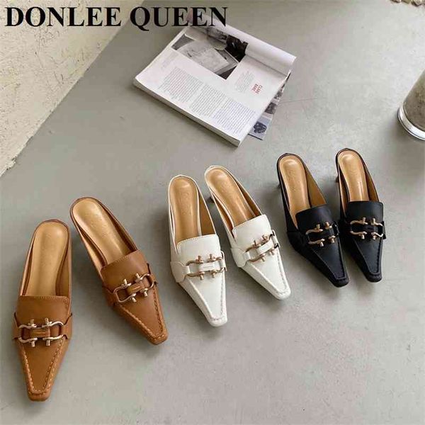 spring med heel mule shoe brand metal buckle outdoor slippers fashion square toe slides casual zapatillas mujer 210619, Black
spring med heel mule shoe brand metal buckle outdoor slippers fashion square toe slides casual zapatillas mujer 210619, Black