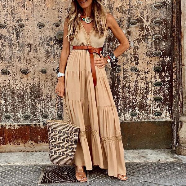 casual dresses elegant bohemian maxi dress women summer sleeveless v neck long loose fashion hollow out solid vintage ladies robe, Black;gray
casual dresses elegant bohemian maxi dress women summer sleeveless v neck long loose fashion hollow out solid vintage ladies robe, Black;gray