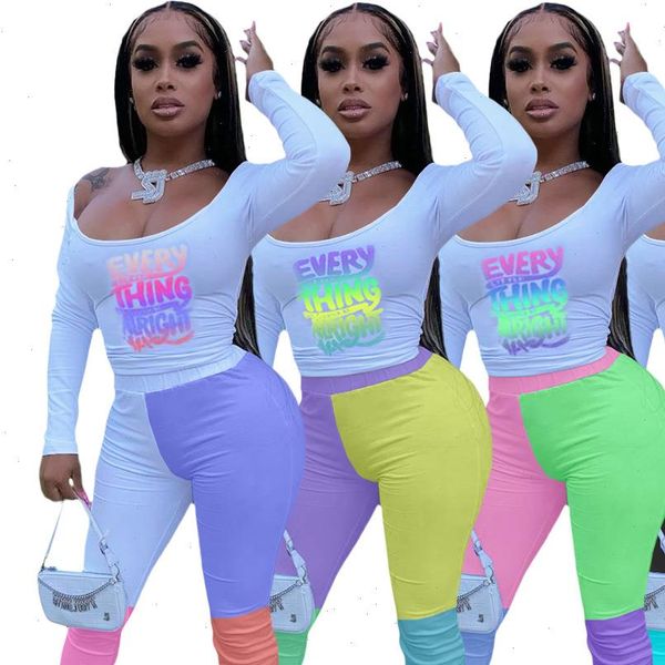 women long sleeve autumn letter print patchwork two piece set women and pants skinny bodycon matching set club outfits, Gray
women long sleeve autumn letter print patchwork two piece set women and pants skinny bodycon matching set club outfits, Gray
