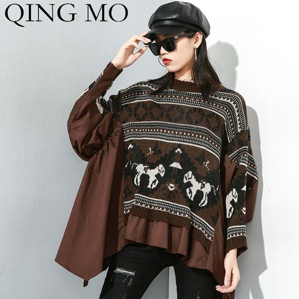 qing mo black coffee women pullovers sweater 2019 winter women batwing sleeve sweater winter irregular pleated zqy23781, White;black
qing mo black coffee women pullovers sweater 2019 winter women batwing sleeve sweater winter irregular pleated zqy23781, White;black