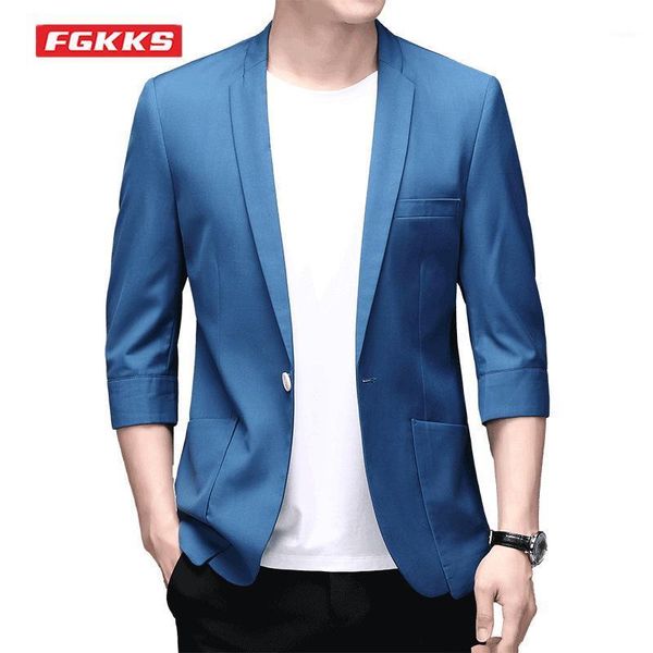 men's suits & blazers fgkks 2021 summer men korean thin solid color three-quarter sleeve suit party luxury blue business casual male bl, White;black
men's suits & blazers fgkks 2021 summer men korean thin solid color three-quarter sleeve suit party luxury blue business casual male bl, White;black