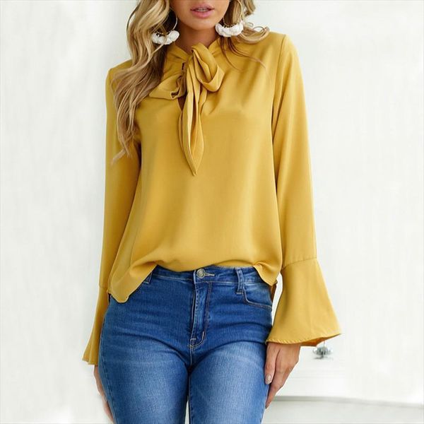 chiffon elegant long sleeve women blouses with bow tie office lady wear female blusa, White
chiffon elegant long sleeve women blouses with bow tie office lady wear female blusa, White
