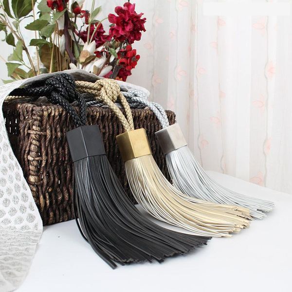 1 pair tieback hanging tied tassel hanging spike strap gold leather horn shape rope simple modern tie tape back m778
1 pair tieback hanging tied tassel hanging spike strap gold leather horn shape rope simple modern tie tape back m778